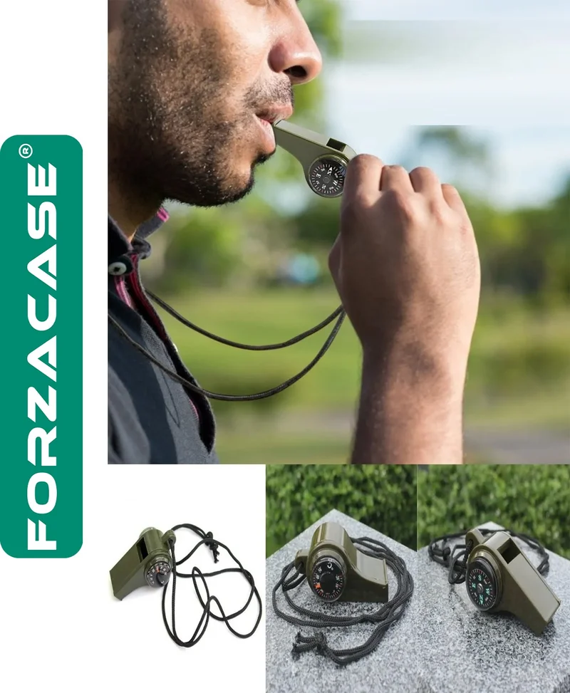 Forzacase High Decibel Featured Compass Whistle with Thermometer and Compass for Search and Rescue and Earthquake Bags - FC079