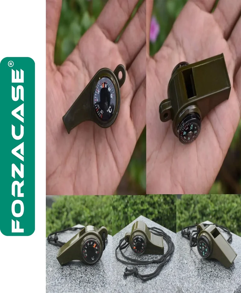 Forzacase High Decibel Featured Compass Whistle with Thermometer and Compass for Search and Rescue and Earthquake Bags - FC079