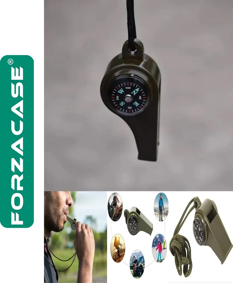 Forzacase High Decibel Featured Compass Whistle with Thermometer and Compass for Search and Rescue and Earthquake Bags - FC079