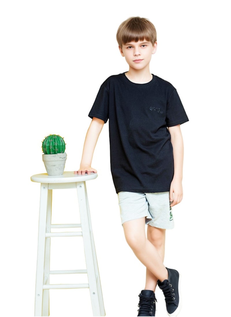 WiNi BEE Boys T-shirts Short Sleeve Soft Black Cotton boys clothes Tees Kids Tops Summer Teenage Children Clothes 8 10 12 14 16 Years  - Image 3