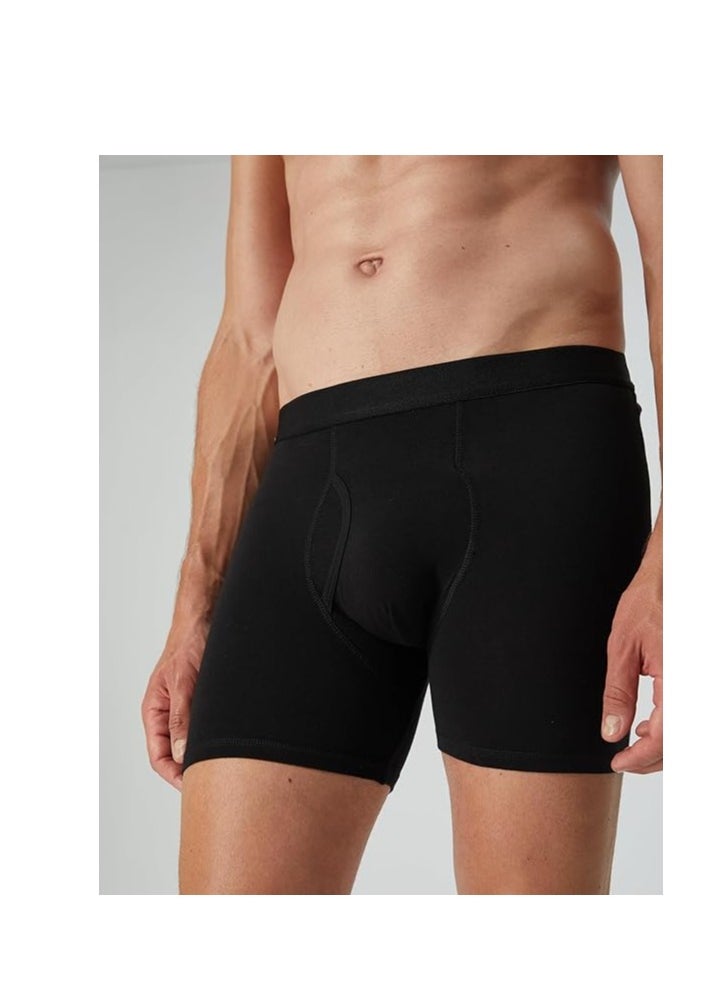 GUDOO 5 Pack Mens Trunks Underwear Cotton Boxer Briefs Short Leg Comfortable Underpants Black and Grey  - Image 2