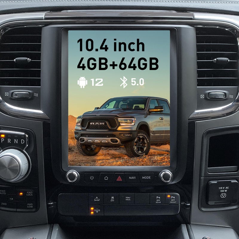 PVG Radio for Dodge Ram 1500 2500 3500 20132018 Auto AC 104 Inch T Style Stereo Android 12 GPS Navigation Wireless Carplay 5GWiFi 4G64G Bluetooth 50 DSP AUXFiber Optic Out SWC