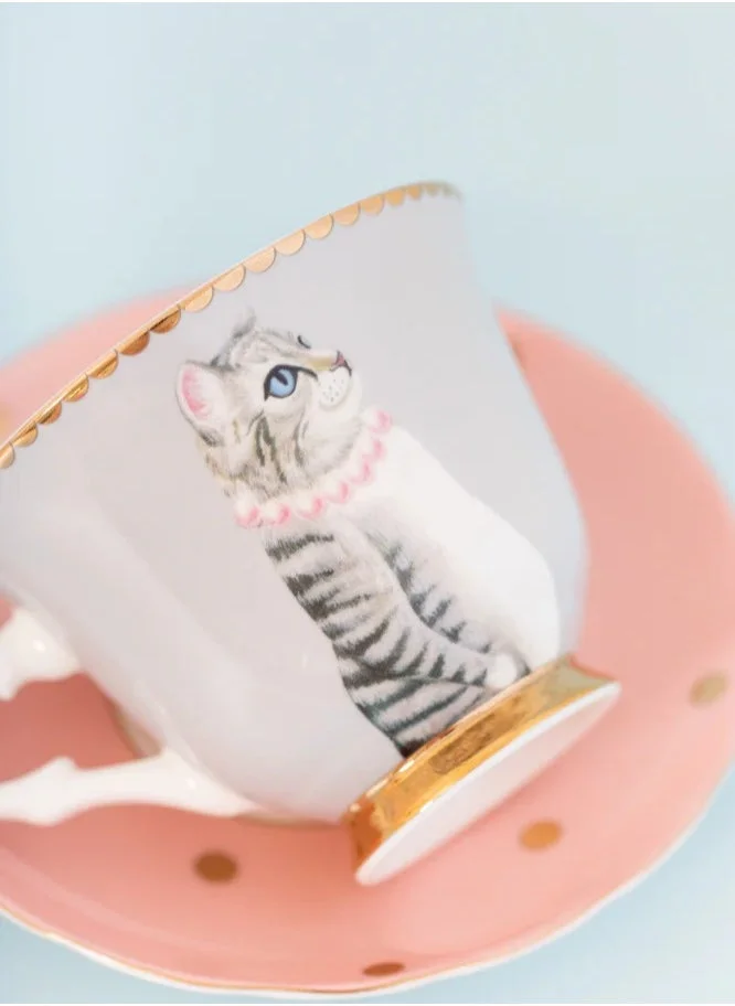 YVONNE ELLEN Teacup & Saucer Pussycat