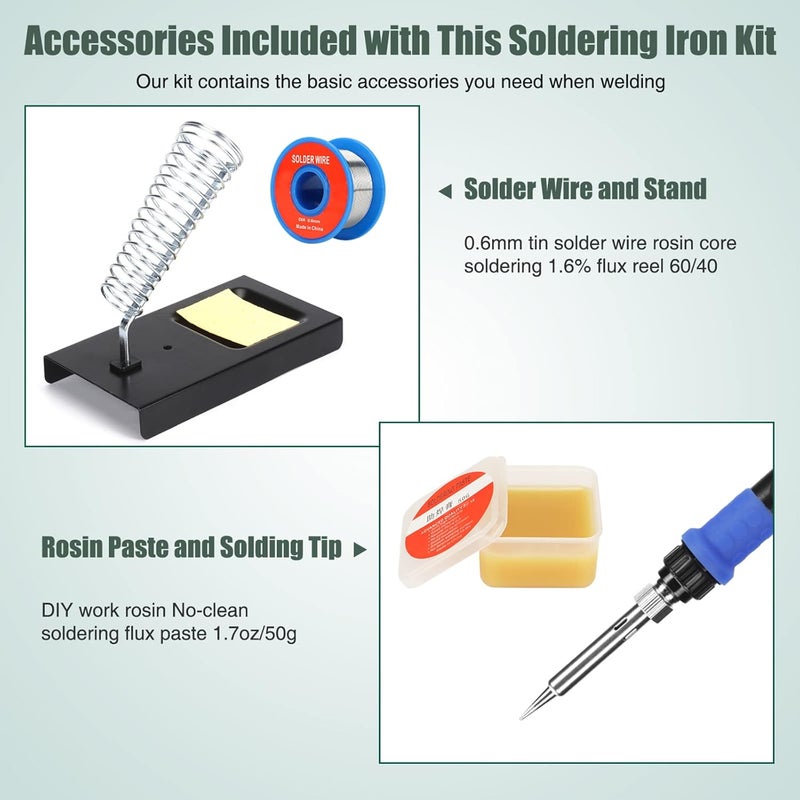 Q-MING Soldering Iron Kit, 80W 110V LCD Digital Welding Tools, 356-896℉(180-480℃), Portable Adjustable Temperature Solder Irons, for Metal, Jewelry, Electric Repairing, DIY - Image 5
