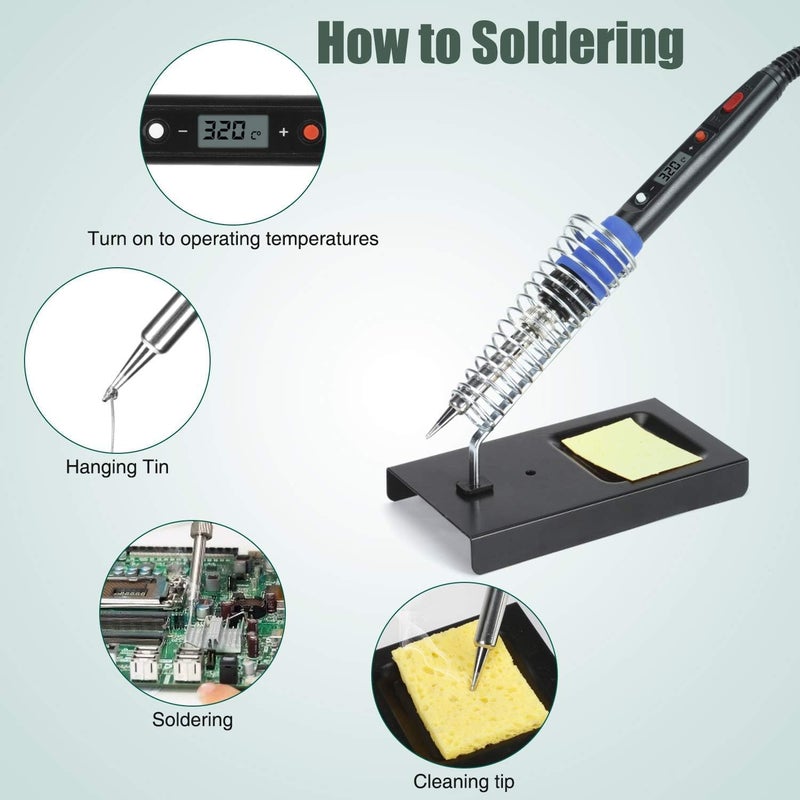 Q-MING Soldering Iron Kit, 80W 110V LCD Digital Welding Tools, 356-896℉(180-480℃), Portable Adjustable Temperature Solder Irons, for Metal, Jewelry, Electric Repairing, DIY - Image 3