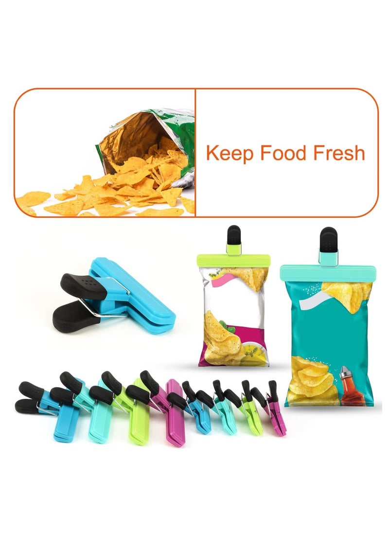 Bukela - 9 Pack Food Clips, Bag Clips for Food Storage with Air Tight Seal Grip (3 Large and 6 Small) - Image 1