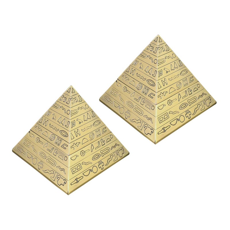 Homoyoyo 2 Piece Windproof Pyramid Ashtray Set With Lid For Indoor Table Use - Image 2