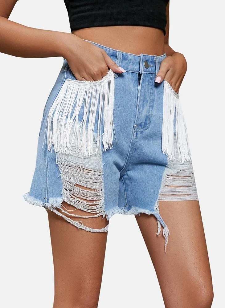 يونيكي Blue Mid Rise Plain Regular Fit Shorts