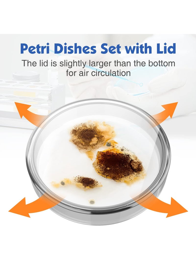 Generic 90mm Glass Petri Dishes with Lids, 10 Pcs Autoclavable Lab Petri Plates with A Inoculation Loop, Reusable Glass Culture Dishes for Agar Plates, Mushroom Cultivation and Science Project  - Image 3