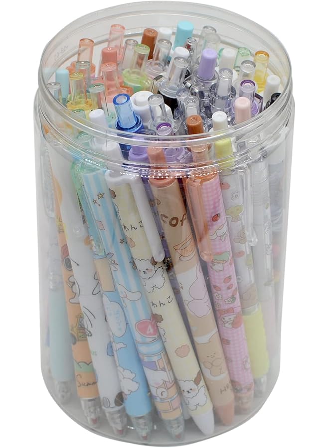 erorex 50 Pcs Fine Point Pens With A Pen Holder 0.5Mm 50 Different Random Styles Black Ink Gel Pens For Office Study Gift And Home Supplies 50 - Image 1