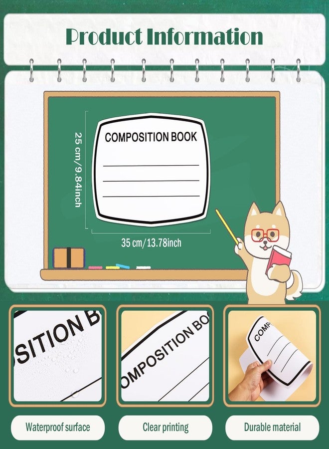 MixTeach 6 Pcs Composition Book Cutouts Large Composition Notebook Bulletin Board Decor School Classroom Trim for Classroom School First Day Wall Windows Door Porch Sign Decor, 10x14 - Image 2