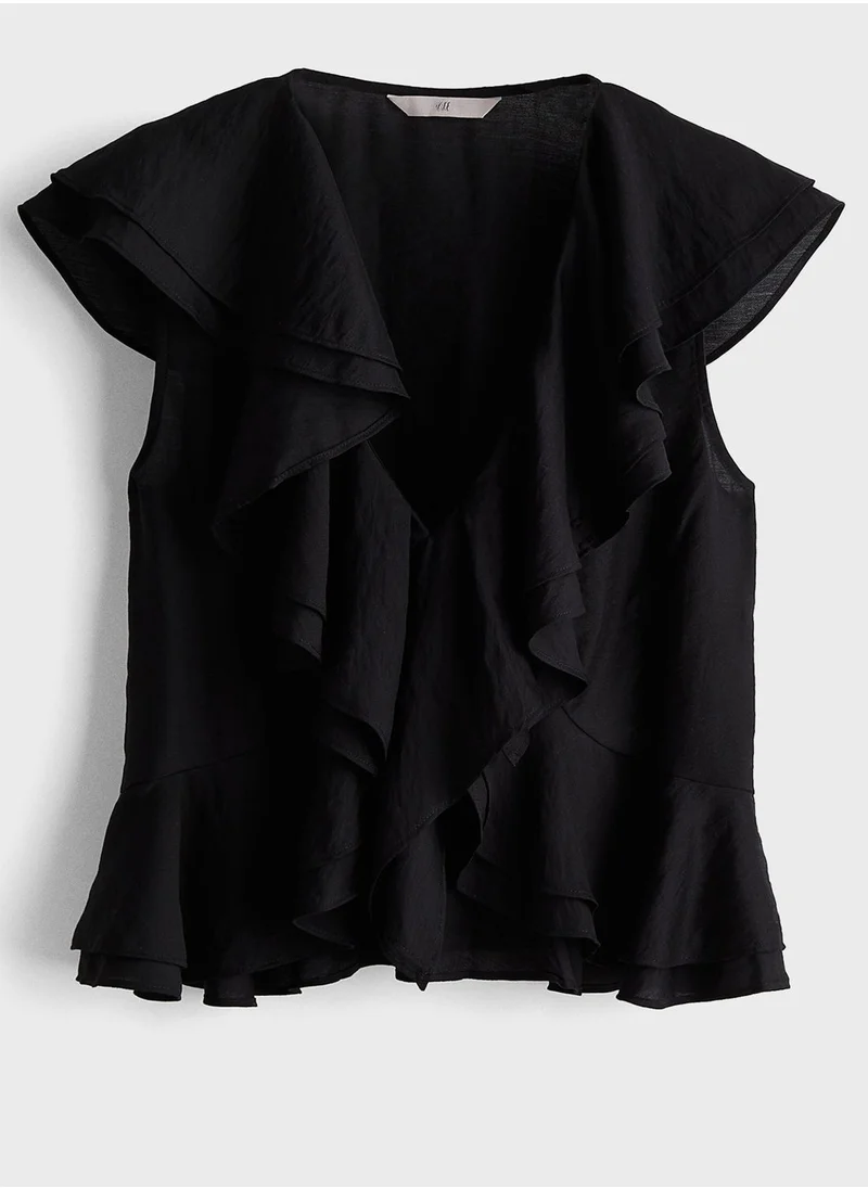 اتش اند ام Crew Neck Ruffle Top