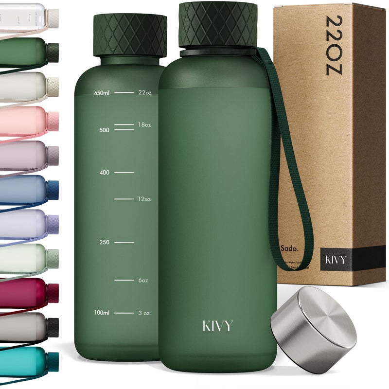 KIVY Slim Water Bottle 22oz Lightweight Shatterproof Reusable Tritan Water Bottle Leak Proof Bottle for Women Men Water Bottle No Straw Dishwasher Safe BPA Free - Image 2