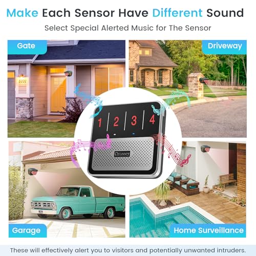 Chtoocy Solar Driveway Alarm Wireless Outdoor 12 Mile Range Customizable Alarm Tones Weatherproof for Driveway Gate 3 Sensitivity Motion Sensor Detector Alert for OutdoorIndoor Property - Image 3