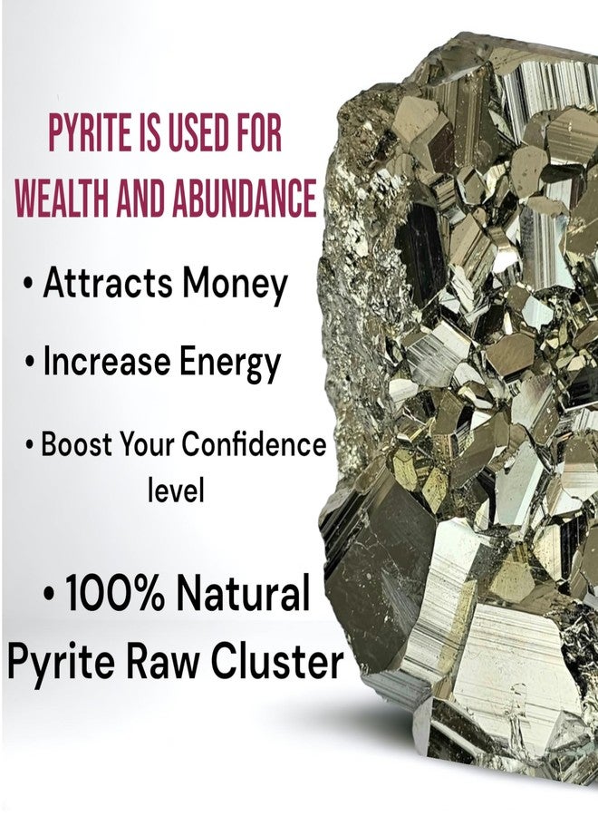 Exquisite Crystals حجر البيريت الأصلي من EX - حجر بيريت ذهبي طبيعي مُنشط للشفاء، وقوة الإرادة، وجذب المال، وفن الفاستو، والأعمال التجارية - بيريت أصلي معتمد (30-50 جرام) (80-100) - Image 2