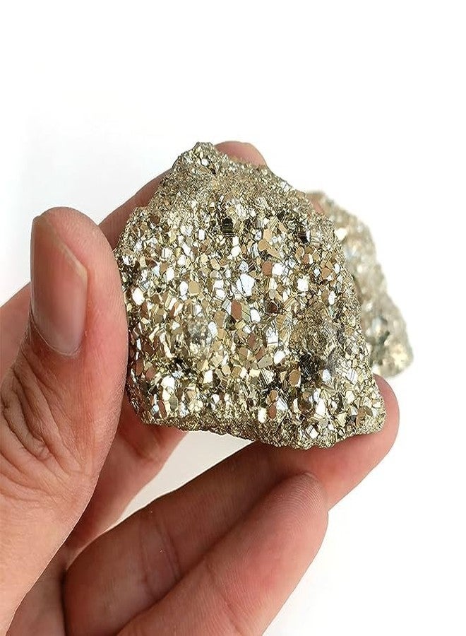 Exquisite Crystals حجر البيريت الأصلي من EX - حجر بيريت ذهبي طبيعي مُنشط للشفاء، وقوة الإرادة، وجذب المال، وفن الفاستو، والأعمال التجارية - بيريت أصلي معتمد (30-50 جرام) (80-100) - Image 3