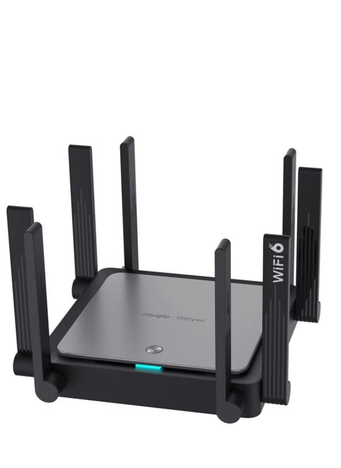 RG-EW3200GX PRO جهاز توجيه Wi-Fi 6 Mesh - سرعة 3200 ميجابت في الثانية، 4×4 MIMO، 8 هوائيات عالية الكسب، نطاق مزدوج، 192 مستخدمًا، VPN، دعم IPTV، أدوات الرقابة الأبوية، 1 منفذ WAN و4 منافذ LAN، أوضاع Repeater/Router/AP/WISP، IPv6، إدارة التطبيقات، تصميم مضغوط | RG-EW3200GX PRO