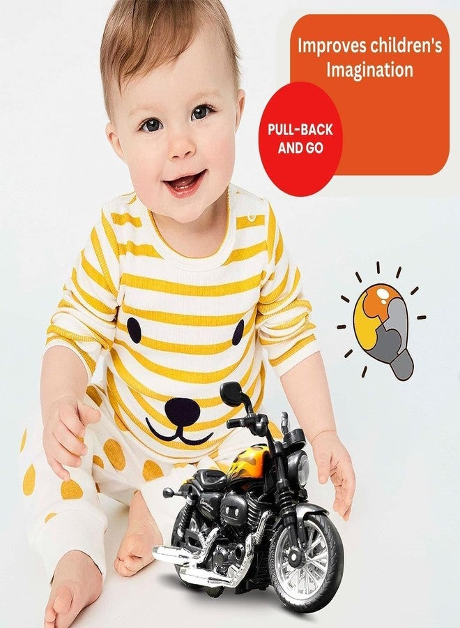 JAPSI Die-Cast Motorcycle Model, Pull-Back Sports Bike, Orange and Black, Collector's Edition | - Image 4