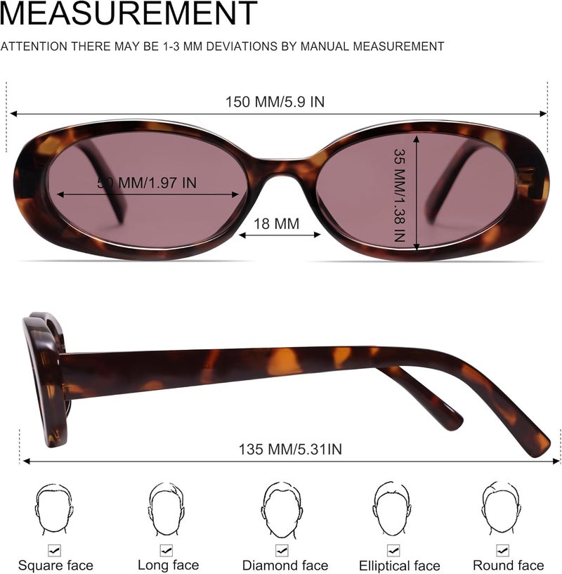 VANLINKER Polarized Retro Oval Sunglasses for Women and Men Small 90s Style VL9580 - Image 4
