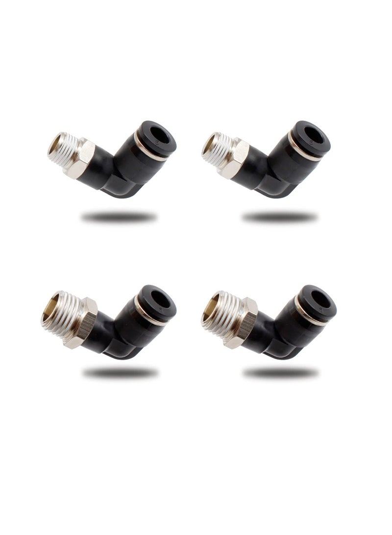 Excefore Pneumatic Connectors, Two Different Models of (6MM × 1/4" and 6MM × 1/8") Male Thread Quick Fittings Black Air Fittings Adapter for Trachea and Automation Equipment, Can be Used for DIY Tools (4 Pcs) - Image 1
