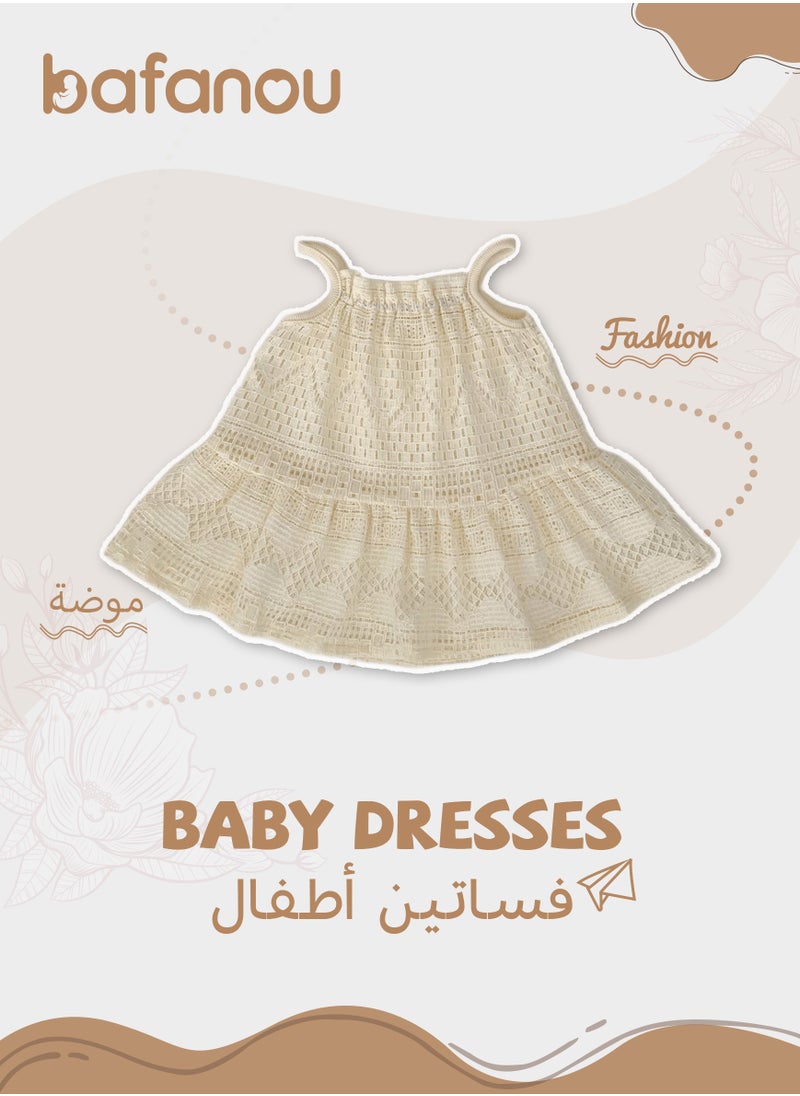 Bafanou Kids Solid Summer Dress Baby Girls Hollow Clothing Toddler Sleeeless Dress  - Image 1