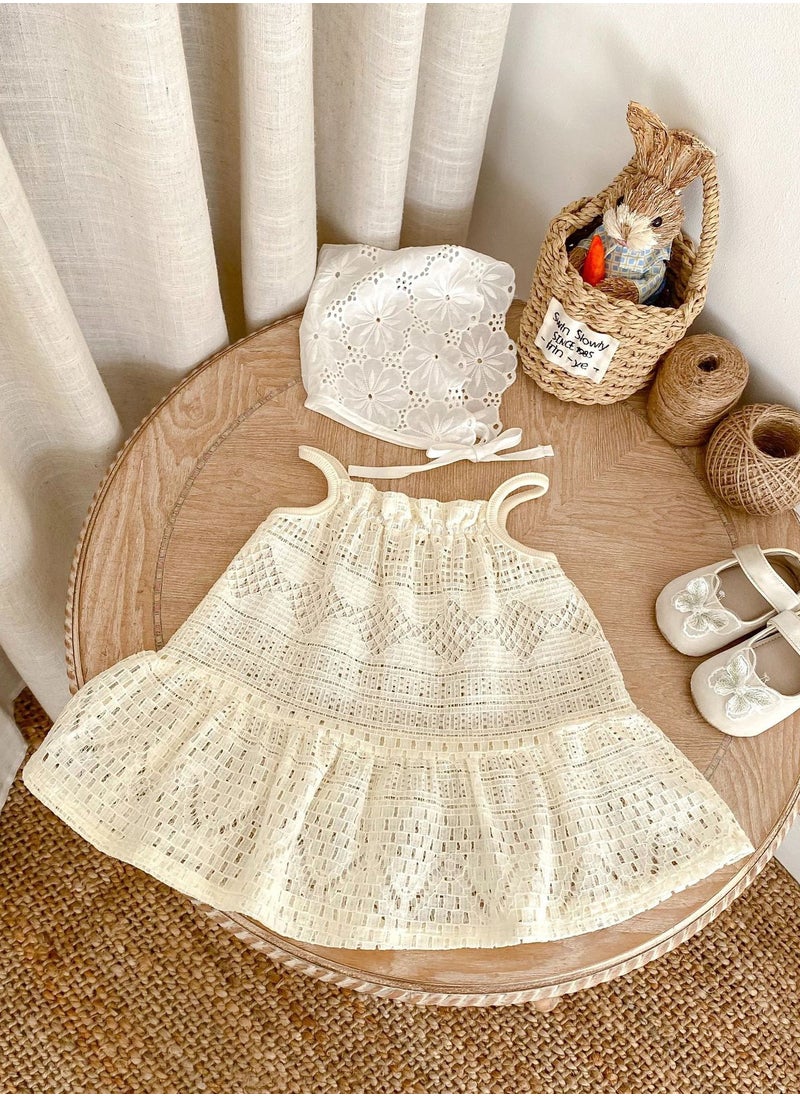 Bafanou Kids Solid Summer Dress Baby Girls Hollow Clothing Toddler Sleeeless Dress  - Image 4