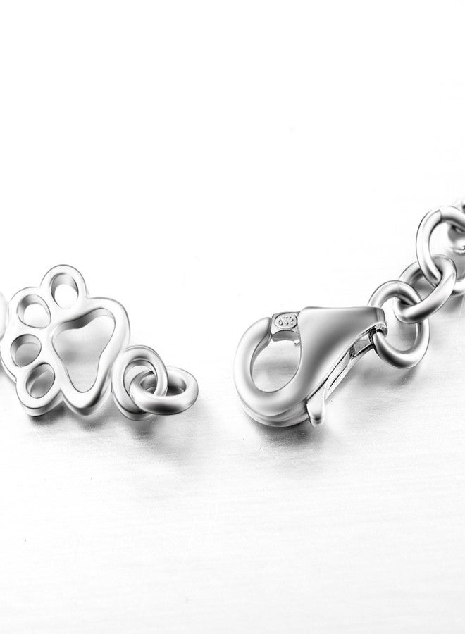 LUHE Paw Print Bracelets Gifts for Women 925 Sterling Silver Cute Dog Cat Bone Paw Bracelet for Girls, 7.5" Christmas Gifts - Image 5