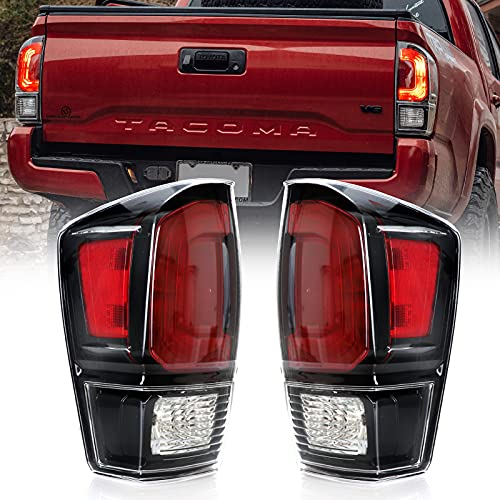 USR DEPO 1621 Tacoma Tail Lights  2020 TRD Pro Style Black Housing Clear Lens Rear Tail Lamps Set Left  Right Compatible with 20162021 Toyota Tacoma All Models Bulbs and Sockets Included