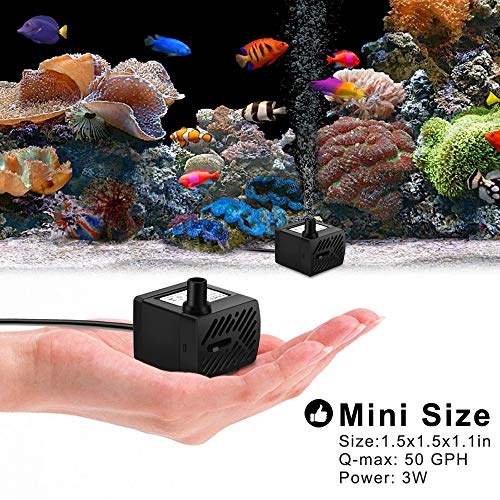 PULACO 50GPH 3W Mini Submersible Water Pump for Aquariums, Fish Tank, Pond, Fountain, Hydroponics - Image 4