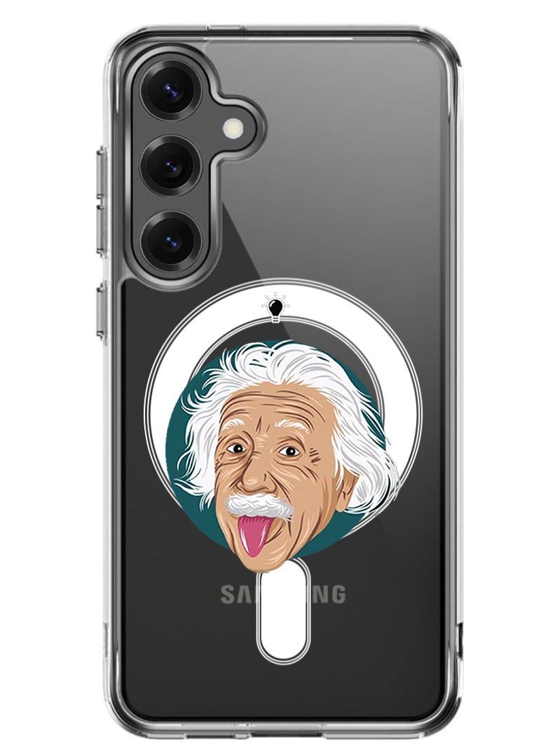 Theodor Magnetic Case for Samsung Galaxy S25 Plus 6.7-inch Compatible with MagSafe Wireless Charging, Shockproof Phone Bumper Cover Einstein idea - Image 1