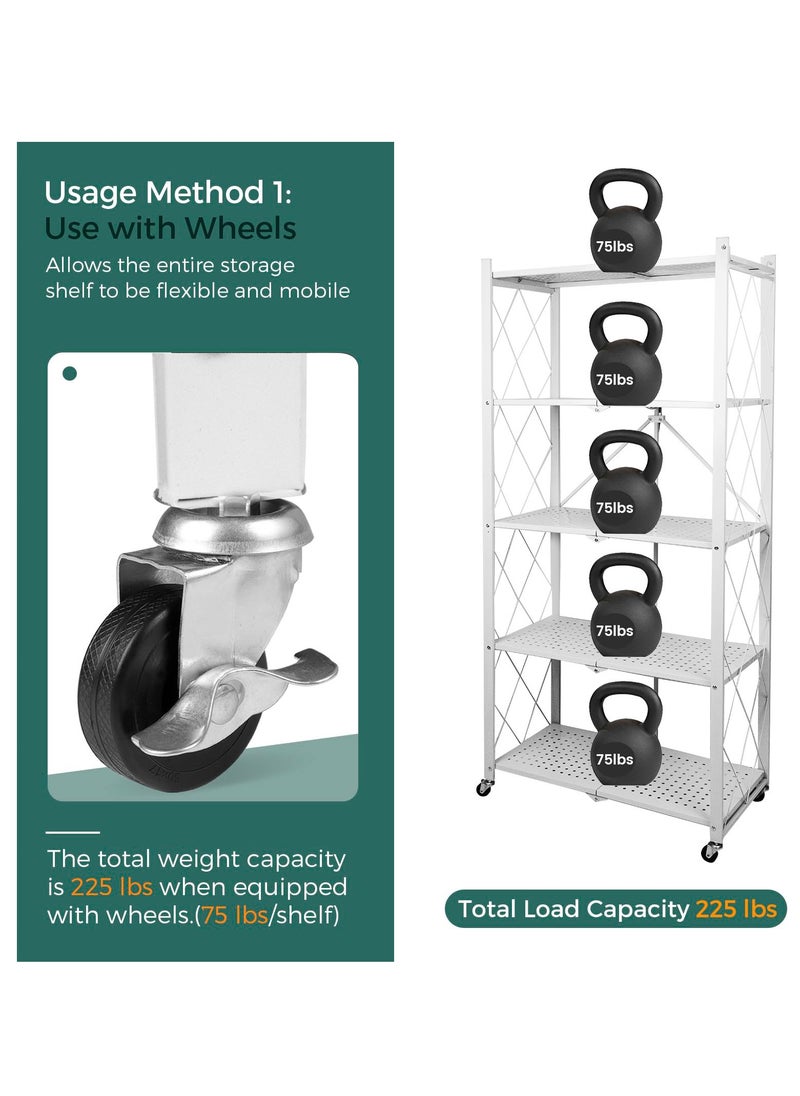 5-Tier Foldable Kitchen Rack and Organisers, Metal Kitchen Cabinet, Multifunction Storage Shelf with Wheels - pzsku/Z5ABB6491AD2885D140C6Z/45/_/1718079619/97a6d2bd-88e6-43e2-9883-7717f56e3e21