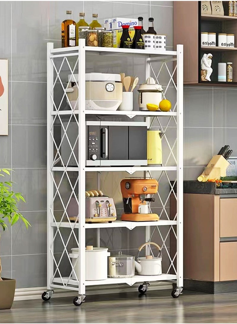 5-Tier Foldable Kitchen Rack and Organisers, Metal Kitchen Cabinet, Multifunction Storage Shelf with Wheels - pzsku/Z5ABB6491AD2885D140C6Z/45/_/1718079629/ec97db08-c6a8-4a0f-85f8-390bfdf190ea