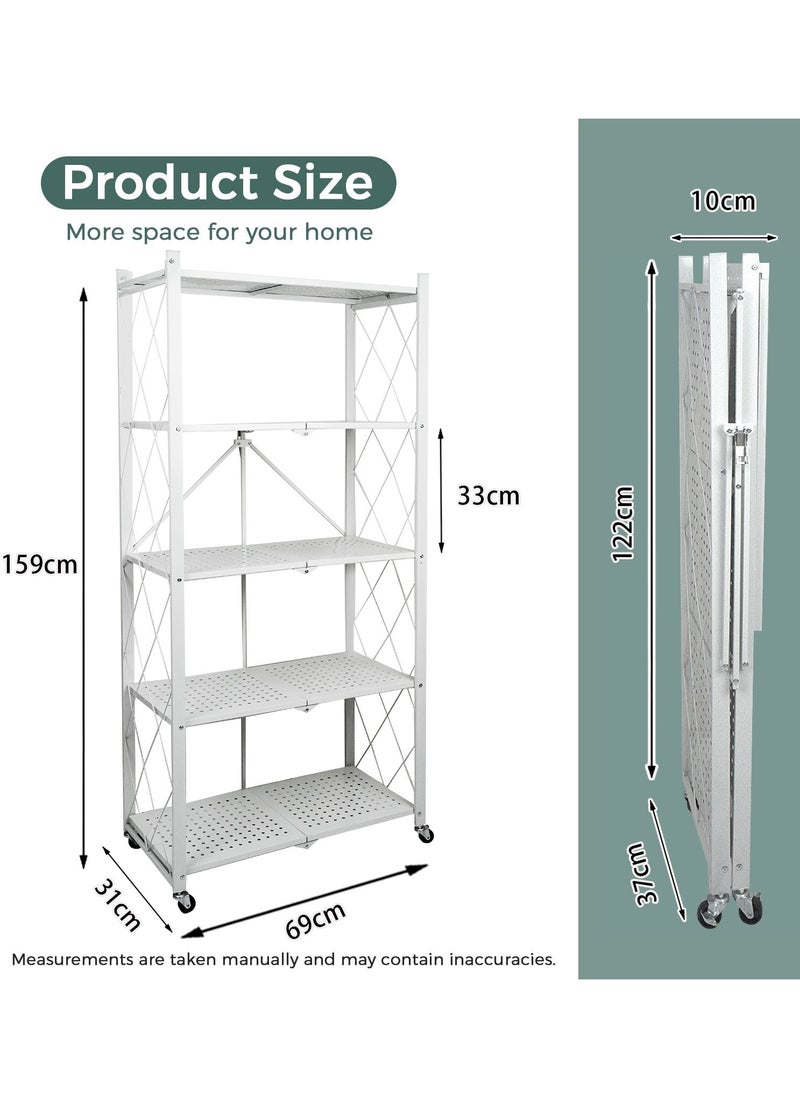 5-Tier Foldable Kitchen Rack and Organisers, Metal Kitchen Cabinet, Multifunction Storage Shelf with Wheels - pzsku/Z5ABB6491AD2885D140C6Z/45/_/1718079649/319706fd-af65-4baa-82e0-149c68419c54