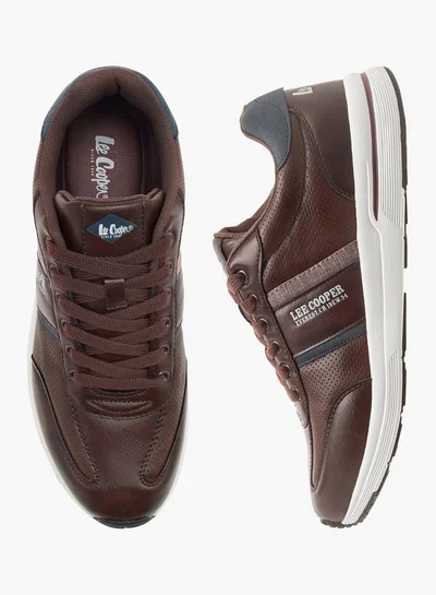 لي كوبر Men's Logo Print Sneakers with Lace-Up Closure