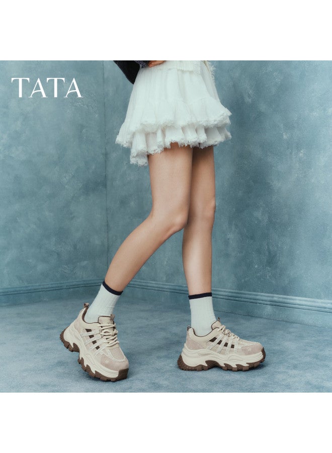 Tata  Spring Fashion Casual Versatile Women's Dad Sneakers Beige/brown (single Lining) Size 39 - Image 2
