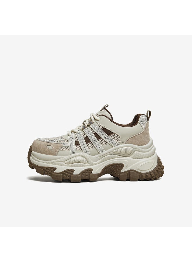 Tata  Spring Fashion Casual Versatile Women's Dad Sneakers Beige/brown (single Lining) Size 39 - Image 5