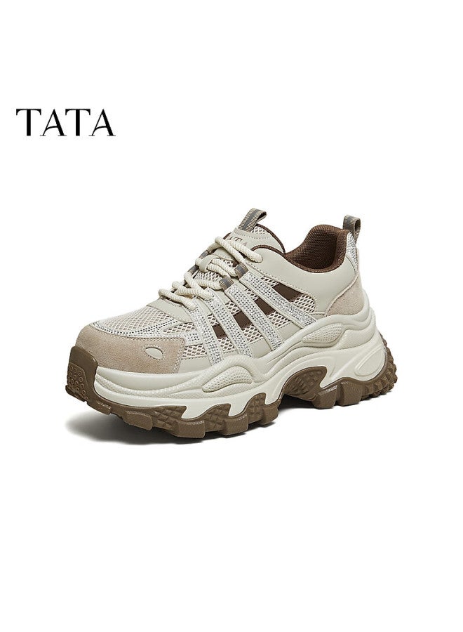 Tata  Spring Fashion Casual Versatile Women's Dad Sneakers Beige/brown (single Lining) Size 39 - Image 4
