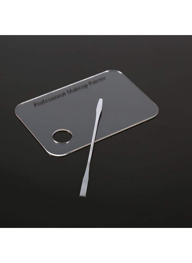 Rotekt Makeup Palette with Spatula, Rotekt Clear Acrylic Makeup Nail Art Cosmetic Mixing Palette & Stainless Spatula Tool Applicators Set,Nail Holder Display Cosmetic Makeup Palette Tray Accessories - Image 4