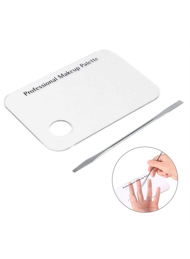 Rotekt Makeup Palette with Spatula, Rotekt Clear Acrylic Makeup Nail Art Cosmetic Mixing Palette & Stainless Spatula Tool Applicators Set,Nail Holder Display Cosmetic Makeup Palette Tray Accessories - Image 2