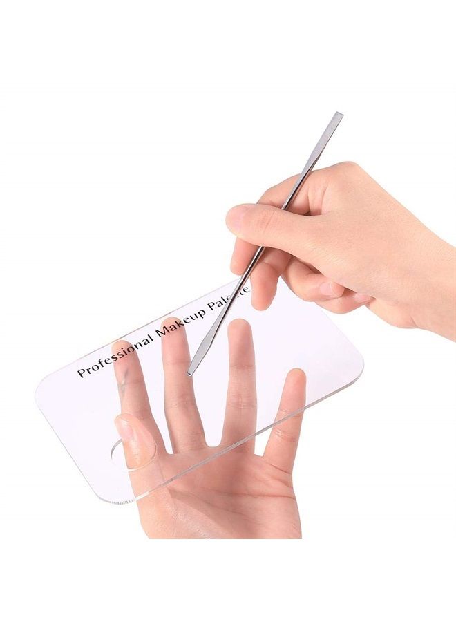 Rotekt Makeup Palette with Spatula, Rotekt Clear Acrylic Makeup Nail Art Cosmetic Mixing Palette & Stainless Spatula Tool Applicators Set,Nail Holder Display Cosmetic Makeup Palette Tray Accessories - Image 1