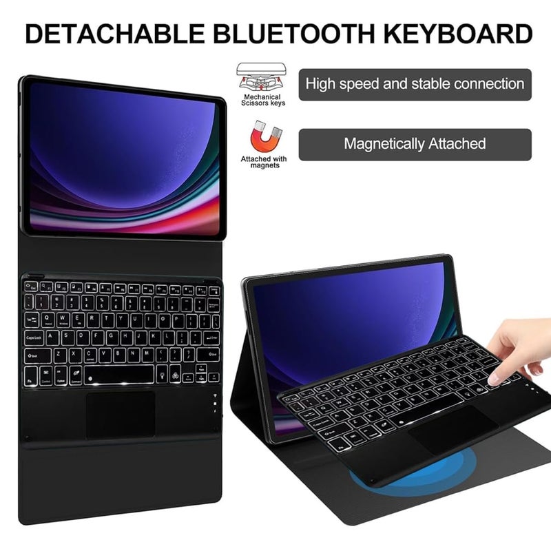 TECPHILE RY812 Keyboard Case Cover for Honor Pad 8 12 inch Tablet with High Sensitive Touchpad, 7 Color Backlit, Pencil Holder, Detachable Wireless Bluetooth Keyboard Protective Case Folio - Image 3