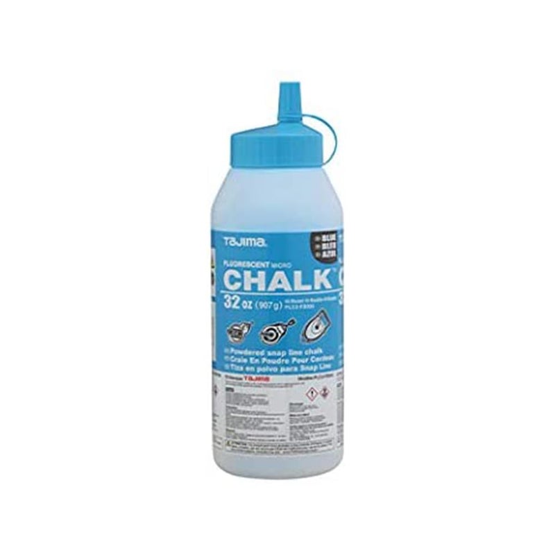 Tajima Micro Chalk Fluorescent Blue 32 oz 907g UltraFine SnapLine Chalk with Durable Bottle EasyFill Nozzle PLC2FB900
