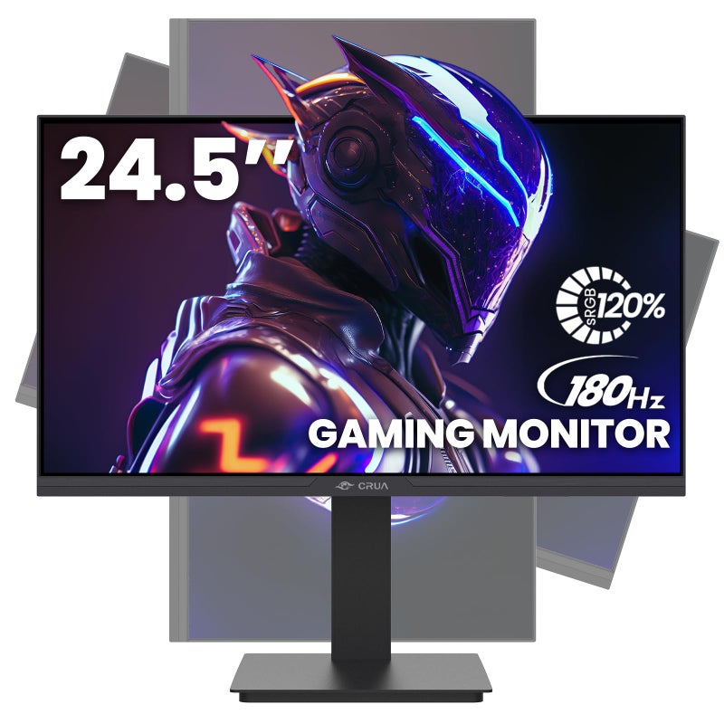 CRUA 24.5Inch Gaming Monitor 165Hz/180Hz, FHD(1920x1080P) 120% sRGB Computer Monitor, Height/Pivot/Swivel/Tilt Adjustable Vertical Monitor, Support FreeSync, DP,HDMI, Wall Mount (75mmX75mm) - Image 1
