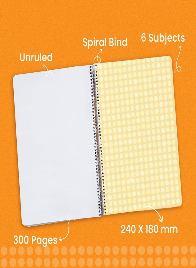 Classmate Pulse 6 Subject Spiral Notebook - Pack of 3 | Unruled | 300 Pages | 24.0cm x 18.0cm | Attractive Cover Designs | Soft Cover | Notebooks for College Students - Image 3