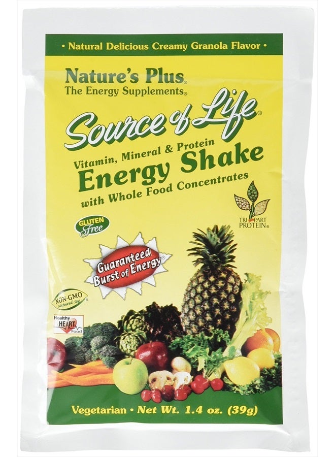Natures Plus NaturesPlus Source of Life Energy Shake Packets, 8 Pack - 8 Individual Servings - Energy Boosting Multivitamin, Mineral & Protein Shake - Whole Food Concentrates - Non-GMO, Gluten-Free - 8 Servings