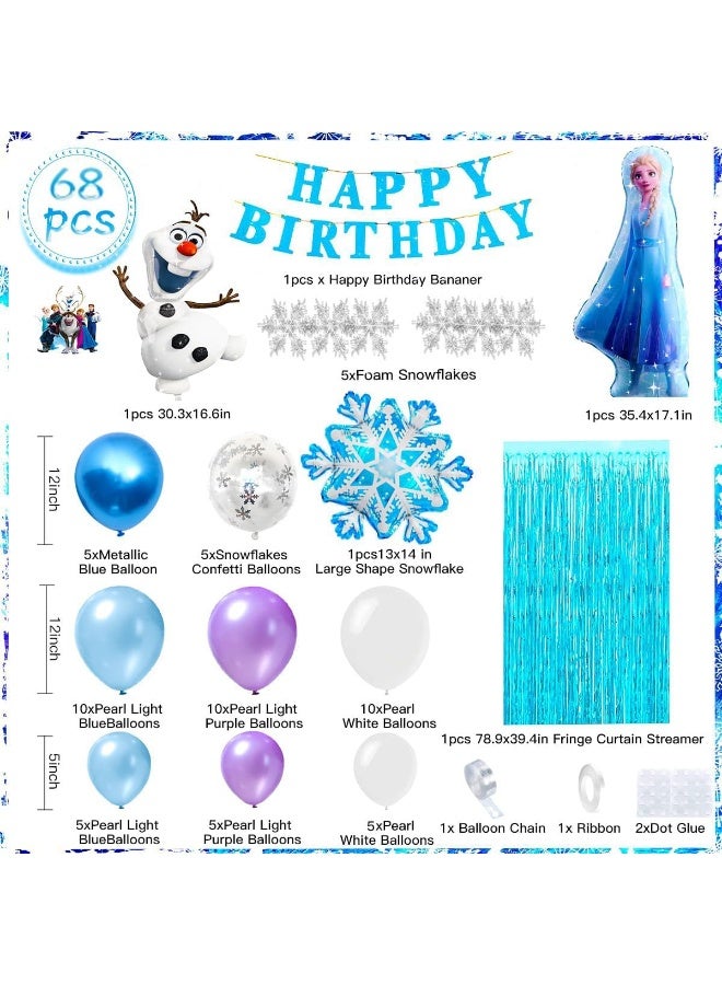 KOWVOWZ Frozen Party Decorations Set, Frozen Birthday Party Supplies, Elsa Birthday Party Decoration with Snowflakes Confetti Balloons Frozen Banner Frozen Foil Balloons for Girl - Image 2