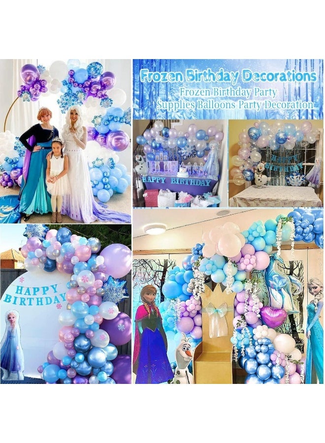 KOWVOWZ Frozen Party Decorations Set, Frozen Birthday Party Supplies, Elsa Birthday Party Decoration with Snowflakes Confetti Balloons Frozen Banner Frozen Foil Balloons for Girl - Image 5