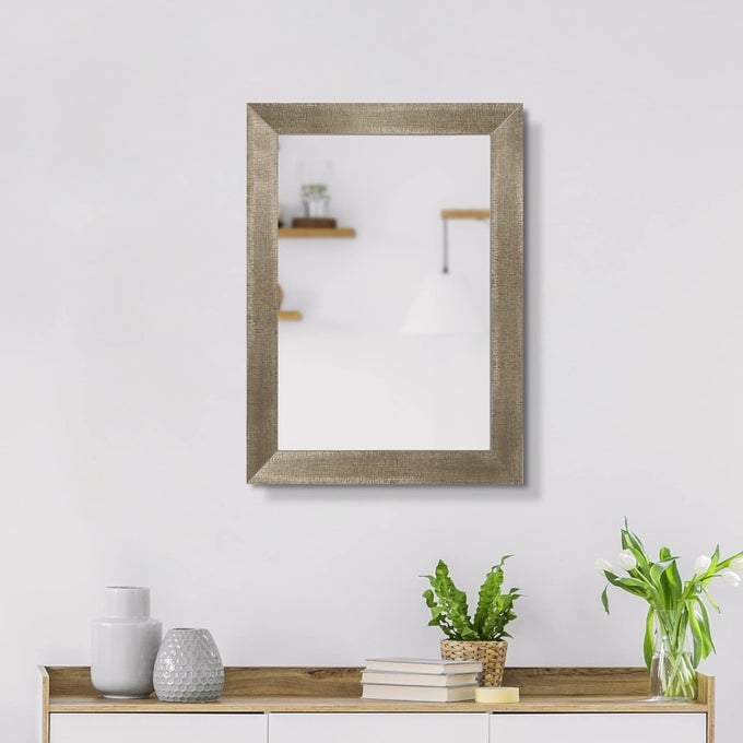 CARNIVAL PS TEXTUED FRAME WALL MIRROR 55X75CM IN CHAMPAGNE GOLD COLOUR