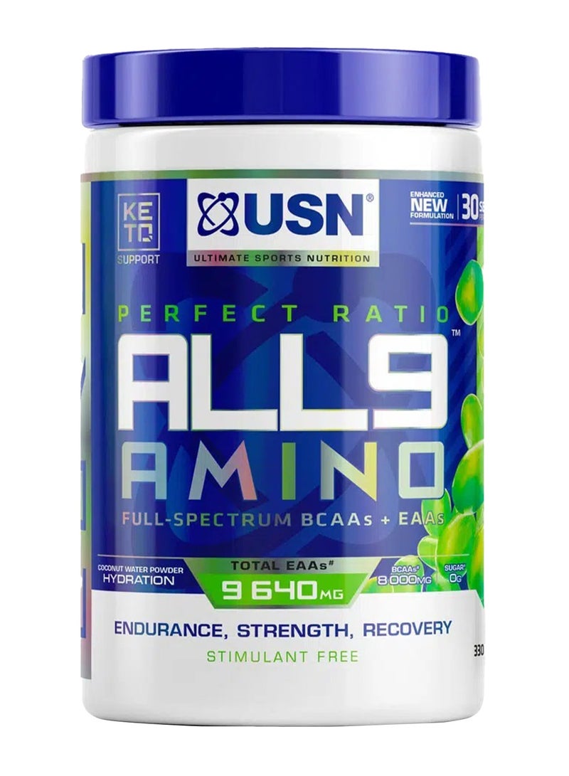USN Perfect Ratio All 9 Amino Green Jelly Bean 30 Serve 330G - Image 2