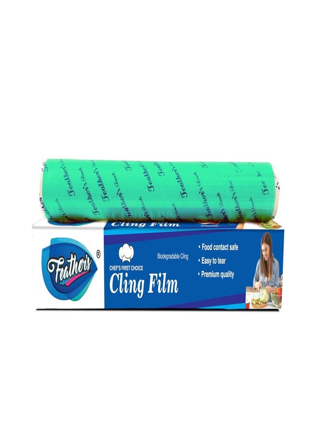 Feather's Feather’s Cling Film Food Wrap | Biodegradable | Multipurpose Food Wrapper | Eco-Friendly | Food Grade Quality for Sandwich, Fruit, Rolls, Lunch | Non-Stick | Microwave Safe (Pack of 1, 30m) - Image 1